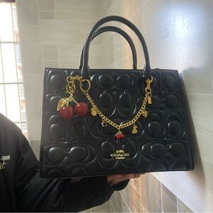 Coach Black Embossed Leather Tote